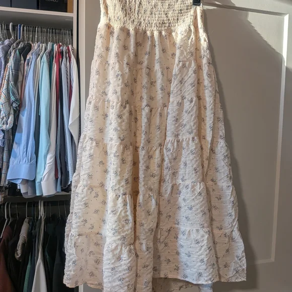 Altar'd State Cream Maxi Skirt with Blue Floral Print - Picture 4 of 10